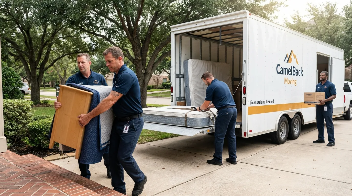 Crew loading residential truck for cross-state move from Reston, VA